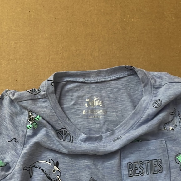 Justice “Besties” Sea Life Pocket Tee Shirt ~ Size 6 ~ Blue, Gray, Black, Green - Picture 5 of 7